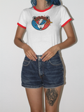 Load image into Gallery viewer, Bertha Bear | Ringer Short Sleeve Red trim White body
